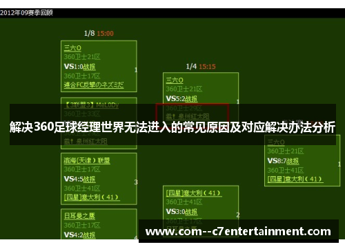 解决360足球经理世界无法进入的常见原因及对应解决办法分析